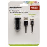 4ft Micro to USB Cable & 2.1 Amp DC Charger, Black