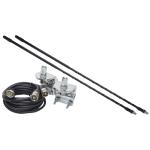 4' Top Loaded Dual CB Antenna with Mirror Mounts and Cable, 750Wx2