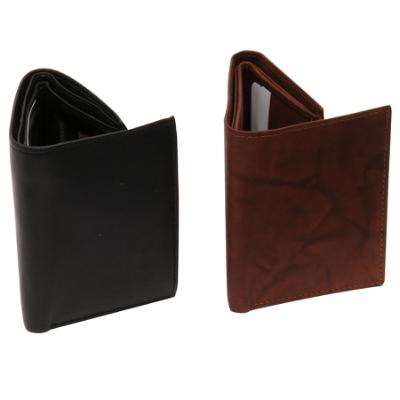 Tri-Fold Leather Wallet assortment, Black and Brown
