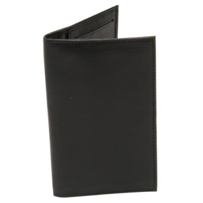 Leather Check Book Wallet, Black