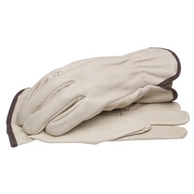 Grain Leather Driver Gloves with Shirred Elastic Wrist, Medium