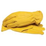 Grain Cowhide Leather Work Glove w/Shirred Elastic Wrist, Large