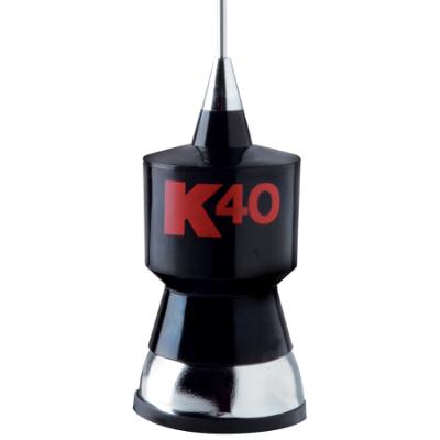 57.25 CB Antenna Kit with Stainless Steel Whip, Black w/Red K40 Logo