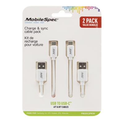 4ft & 8ft USB-C(TM) to USB Cables, White