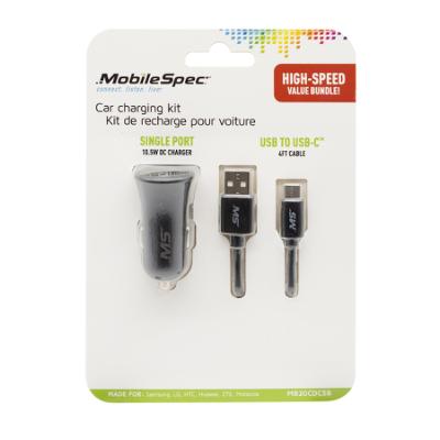 4ft USB-C(TM) to USB & 2.1 Amp DC Charger, Black