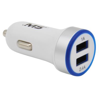 12V/DC Dual 2.4A and 1A USB Charger, White
