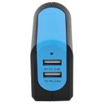 AC Dual 2.4A and 2.4A USB Charger, Black/Blue
