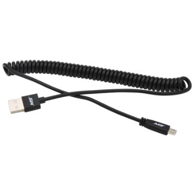 6' Micro to USB Charge and Sync Coiled Cable, Black
