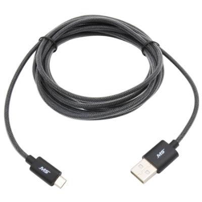 9' Micro to USB Charge and Sync Fishnet Cable, Black