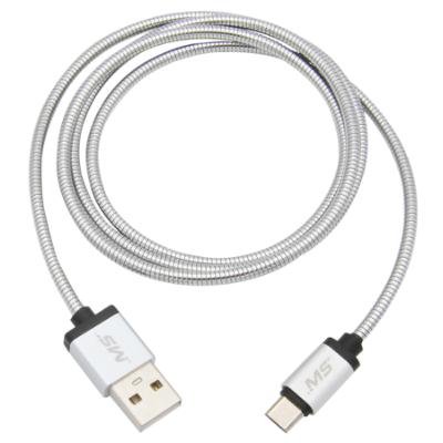 3' Micro to USB Charge and Sync Metal Cable, Silver