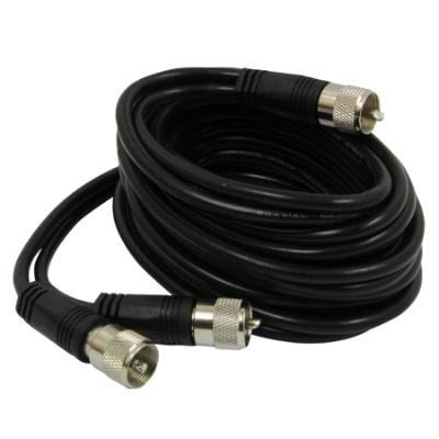 12' CB Antenna Co-Phase Coax Cable with (3) PL-259 Connectors, Black
