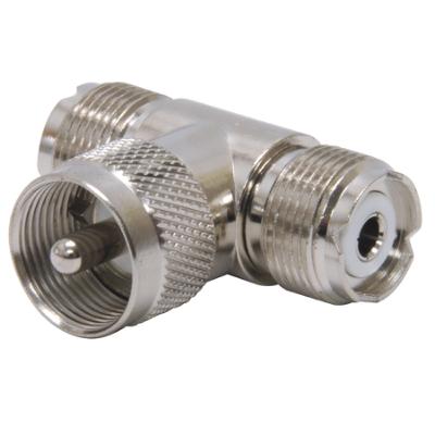 T Coax Connector, PL-259 to (2) SO-239